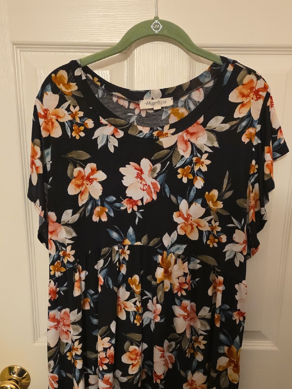 Haptics Black Floral Short Sleeve Tunic Top